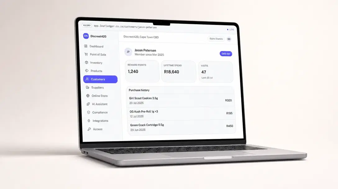 Customers & KYC, shown on a laptop