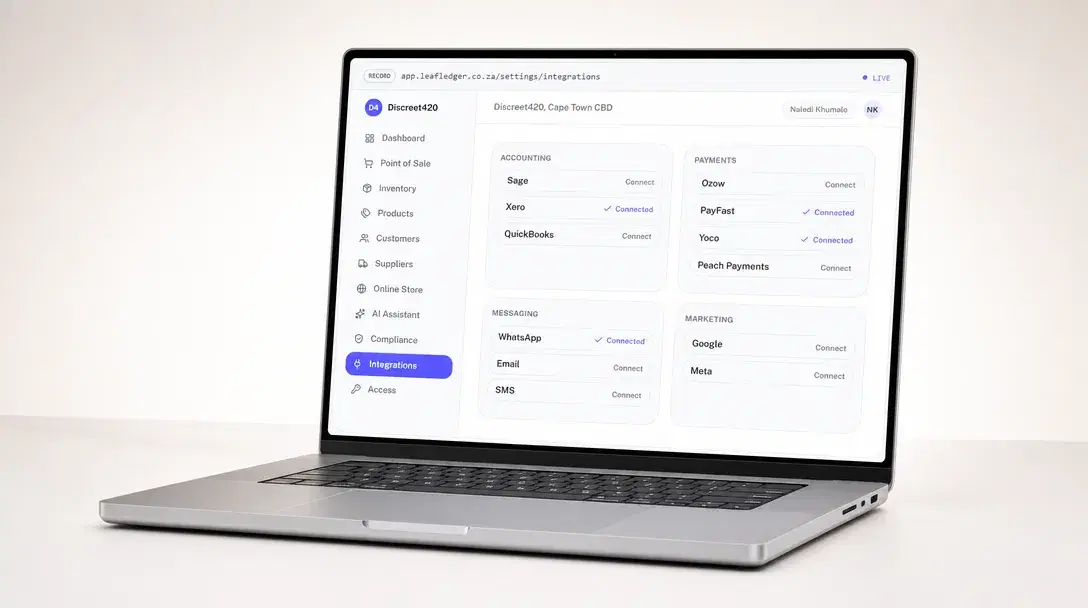 Platform & Integrations, shown on a laptop